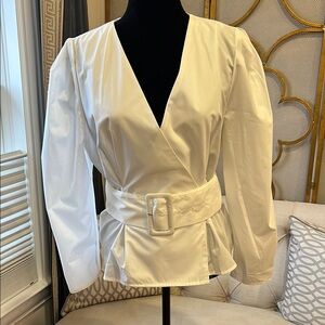 Chic White Belted Blouse
